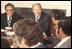 President Ford meets with Middle-Eastern Ambassadors in the Roosevelt Room August 9, 1974 shortly after his inauguration as the 38th President of the United States. Ford's predecessor, Richard Nixon, gave the room its name in 1969 to honor Theodore Roosevelt for constructing the West Wing and Franklin Roosevelt for expanding it. 