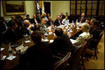 President George W. Bush meets with his Homeland Security Council and other senior staff members in the Roosevelt Room to discuss the Department of Homeland Security June 6, 2002.