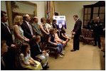 Homeland Security Adviser Tom Ridge presents the National Cyber-Security Alliance Awards and speaks one-on-one with the young winners in the Roosevelt Room April 18, 2002. 