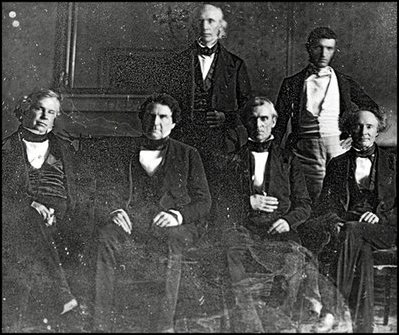 This 1849 daguerreotype of James Polk in the State Dining Room was the first photograph taken of a president and his cabinet.