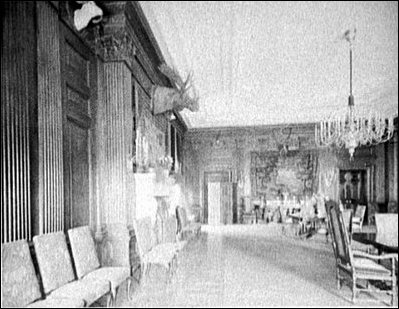 The room in the White House to undergo the most change in 1902 was the State Dining Room, which could only hold 40 guests for dinner. A staircase was removed and the room was expanded to accommodate more than 100 guests. Moose and elk heads adorned the walls of the 1902 State Dining Room.