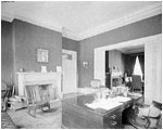 The President's Office in the 1902 West Wing was next door to the Cabinet Room. The President's Office was rectangular in shape. The Oval Office was built in the center of the West Wing in 1909 for President William Howard Taft.