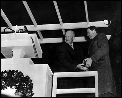 President Dwight Eisenhower turns on the lights for the 1953 National Community Christmas Tree. The following year, the ceremony was renamed the 'Pageant of Peace.' 