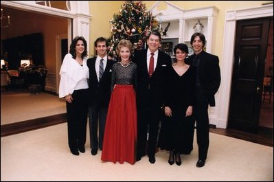 President Ronald Reagan and family during Christmas.