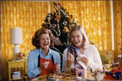 Images of Mrs. Ford and Susan making Christmas ornaments.