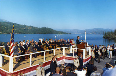 President John F. Kennedy dedicates the newly created lake at Whiskeytown National Recreation Area, California, 1963. Courtesy John F. Kennedy Presidential Library