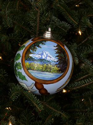 Oregon Congresswoman Darlene Hooley selected artist Lynn Pass to decorate the 5th District's ornament for the 2008 White House Christmas Tree