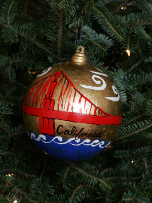 California Senator Dianne Feinstein selected artist Kevin Louis Barton to decorate the State's ornament for the 2008 White House Christmas Tree. 