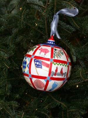 North Carolina Congressman Mike McIntyre selected artist Susie Brady to decorate the 7th District's ornament for the 2008 White House Christmas Tree.