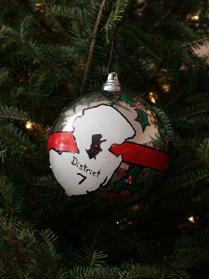 New Jersey Congressman Mike Ferguson selected artist Sara Fischer to decorate the 7th District's ornament for the 2008 White House Christmas Tree.