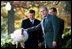 President George W. Bush pardons the Thanksgiving turkey during a Rose Garden ceremony Monday, Nov. 24, 2003. "I appreciate you joining me to give this turkey a presidential pardon," said the President in his remarks. "Stars is a very special bird with a very special name. This year, for the first time, thousands of people voted on the White House website to name the national turkey, and the alternate turkey. Stars and Stripes beat out Pumpkin and Cranberry. And it was a neck-to-neck race." 
