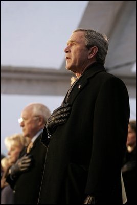 President George W. Bush and Vice President Dick Cheney watch the inaugural concert 'A Celebration of Freedom' on the Ellipse south of the White House, Wednesday, Jan. 19, 2005. "An inauguration is a time of unity for our country," President Bush said during remarks delivered at the event. "With the campaign behind us, Americans lift up our sights to the years ahead and to the great goals we will achieve for our country. I am eager and ready for the work ahead."