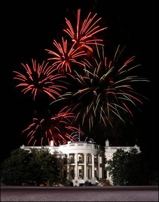 Fireworks explode over the White House, the grand finale for 'A Celebration of Freedom' inaugural concert held on the Ellipse in Washington, D.C., Jan. 19, 2005.