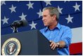 President George W. Bush delivers remarks celebrating our National Independence Day, commemorating the 100th anniversary of flight, and honoring our troops at Wright-Patterson Air Force Base in Dayton, Ohio, July 4, 2003.