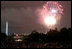 Although dark clouds rained on everybody's parade in Washington D.C., the sky opened up just in time for a firey spectacle set to patriotic music performed by the National Symphony Orchestra July 4, 2001.