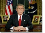 President George W. Bush addresses the nation from the Oval Office