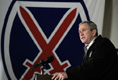 President George W. Bush addresses U.S. and Coalition troops Wednesday, March 1, 2006, during a stopover at Bagram Air Base in Afghanistan, prior to his visit to India and Pakistan.