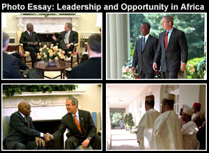 President Bush has met with 25 African heads of state in his first two years in office, more than any previous president. Take a look at photos of President Bush's meetings with African leaders and learn about the issues they discussed.