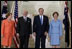 President George W. Bush and Laura Bush stand with Australian Prime Minister John Howard and his wife Jannette Howard at the Parliament House in Canberra, Australia, Oct. 23, 2003. White House photo by Paul Morse