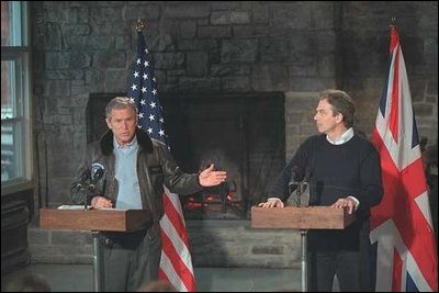 President George W. Bush and Prime Minister Blair in Joint Press Conference.