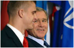 President George W. Bush looks toward Gedrimas 