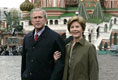 President George W. Bush and Laura Bush enter Moscow's Red Square before the start of a military parade honoring the 60th anniversary of the end of World War II Monday, May 9, 2005.