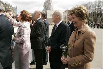 Hosted by President Vaira Vike-Freiberga, Laura Bush tours the city of Riga, Latvia, Saturday, May 7, 2005.