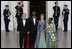 President George W. Bush and Mrs. Laura Bush welcome President John Agyekum Kufuor and Mrs. Theresa Kufuor of Ghana Monday, Sept. 15, 2008, upon their arrival to the North Portico of the White House for a State Dinner in their honor.
