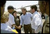 President George W. Bush talks with local officials, including New Orleans Mayor Ray Nagin, Louisiana Governor Kathleen Blanco, center, Senator David Vitter, right, upon arriving in New Orleans Sept. 2, 2005.