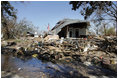 A house located in a Gulfport, Mississippi neighborhood was destroyed by the effects of Hurricane Katrina in the flood ravaged areas Thursday, September 8, 2005. The hurricane hit both Louisiana and Mississippi ten days prior, Monday, August 29th.