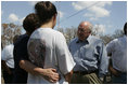 Vice President Dick Cheney talks with residents of a Gulfport, Mississippi neighborhood Thursday, September 8, 2005. The neighborhood was damaged by Hurricane Katrina, which hit both Louisiana and Mississippi on August 29th.