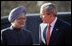 President George W. Bush is greeted by India's Prime Minister Manmohan Singh upon arrival Thursday, March 2, 2006, at the presidential residence in New Delhi.
