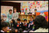 Mrs. Laura Bush observes a class lesson in the Children's Resources International clasroom at the U.S. Embassy , Saturday, March 4, 2006 in Islamabad, Pakistan.