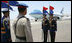 An Egyptian honor guard stands at attention at the arrival of Air Force One with President George W. Bush and Laura Bush Saturday, May 17, 2008, to Sharm el-Sheik International Airport in Sharm el-Shiek, Egypt.