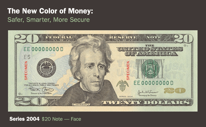 Front of New 20 Dollar Bill