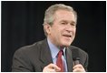 President George W. Bush participates in a conversation on Social Security reform at Auburn University at Montgomery in Montgomery, Alabama on Thursday March 10, 2005.