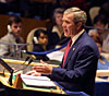 President George W. Bush addresses the United Nations General Assembly in New York City on the issues concerning Iraq Thursday, September 12. White House photo by Paul Morse.