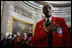 A member of the Tuskegee Airmen stands with his hand over his heart during the National Anthem Thursday, March 29, 2007, at the U.S. Capitol where he and his fellow airmen were bestowed the Congressional Gold Medal, the highest civilian award bestowed by the United States Congress. White House photo by Eric Draper 