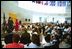 Lynne Cheney addresses Philadelphia area school children in the Grand Hall Lobby before a tour of the National Constitution Center in celebration of Constitution Day in Philadelphia Wednesday, Sept. 17, 2003. 