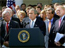 President George W. Bush along with bipartisan leaders from the House and Senate announced the Joint Resolution to authorize the use of the United States Armed Forces against Iraq. White House photo by Paul Morse.