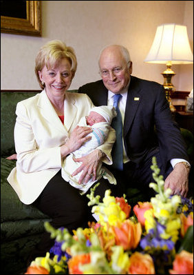  Vice President Dick Cheney and his wife, Lynne Cheney, welcomed their sixth grandchild, Samuel David Cheney, Wednesday, May 23, 2007. He weighed 8 lbs., 6 oz and was born at 9:46 a.m. at Sibley Hospital in Washington, D.C. His parents are the Cheneys’ daughter Mary, and her partner, Heather Poe. White House photo by David Bohrer