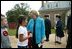 Lynne Cheney greets third grade students from Fairfax County Public Schools at Gunston Hall Plantation, the historic home of Founding Father George Mason, Friday, Sept. 17, 2004.