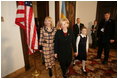 Lynne Cheney walks with Mrs. Viktor Yushchenko during a meeting in Krakow, Poland, Jan. 26, 2005. White House photo by David Bohrer 