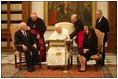 Vice President Dick Cheney and his wife, Lynne, meet His Holiness Pope John Paul II in the Vatican in Rome Jan. 27, 2004. The visit was part of a five-day trip through Switzerland and Italy for consultations with European allies on national security and economic matters