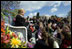 Lynne Cheney reads from her book, "America: A Patriotic Primer," at the White House Easter Egg Roll Monday, April 21, 2003. Accompanying Mrs. Cheney, several Cabinet members and authors also read to children during the day.