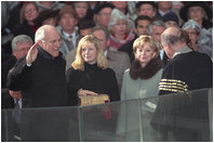 Dick Cheney takes the oath of office, administered by U.S. Supreme Court Chief Justice William Rehnquist, to become Vice President of the United States, January 20, 2001.