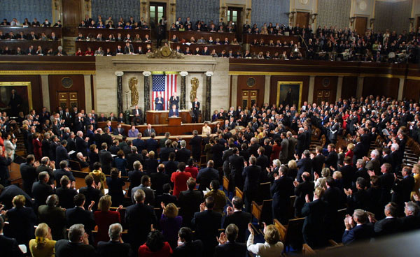 President George W. Bush speaks to a Joint Session of Congress