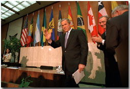 President George W. Bush addresses the Council of Americas Monday, May 7. WHITE HOUSE PHOTO BY ERIC DRAPER