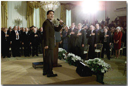 Jon Secada sings the American National Anthem during Cuban Independence Day at the White House Friday, May 18. WHITE HOUSE PHOTO BY PAUL MORSE