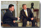 President Bush and King Abdullah of Jordan hold a joint press conference in the Oval Office Sept. 28. 